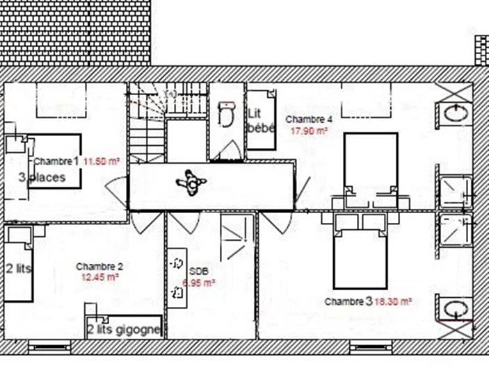 Plan du gîte Les Goélands de l'étage