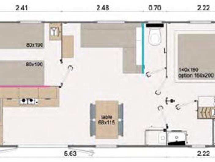 Mobil home pour 4/6 pers en bord de mer