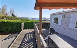 Location mobil home PMR vue mer camping les Goélands Ambon