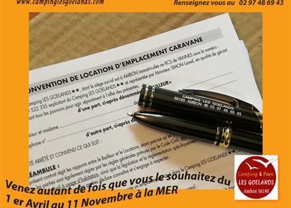 contrat caravane saison 2022  au Camping les Goélands à Ambon