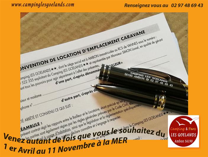 Contrat caravane d'Avril au 11 Novembre.