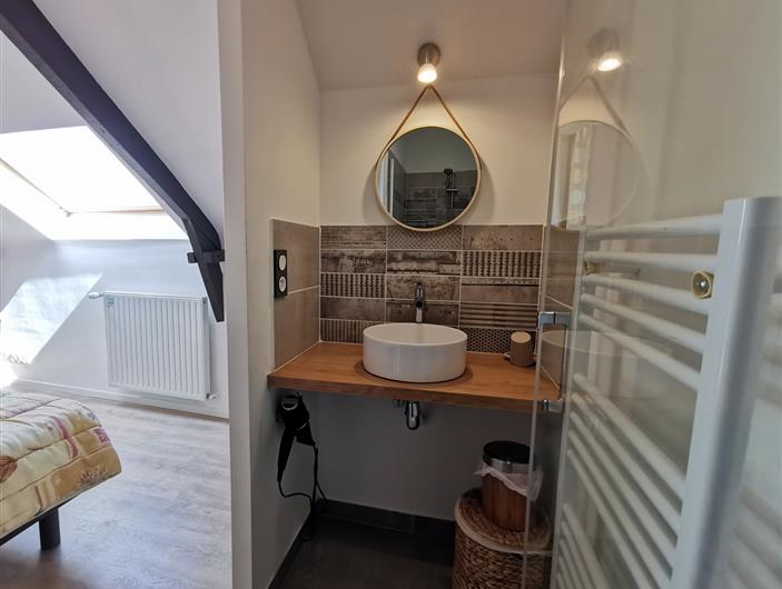 Salle d'eau privative chambre n°4 - lavabo. Gîte Les Goélands à Ambon