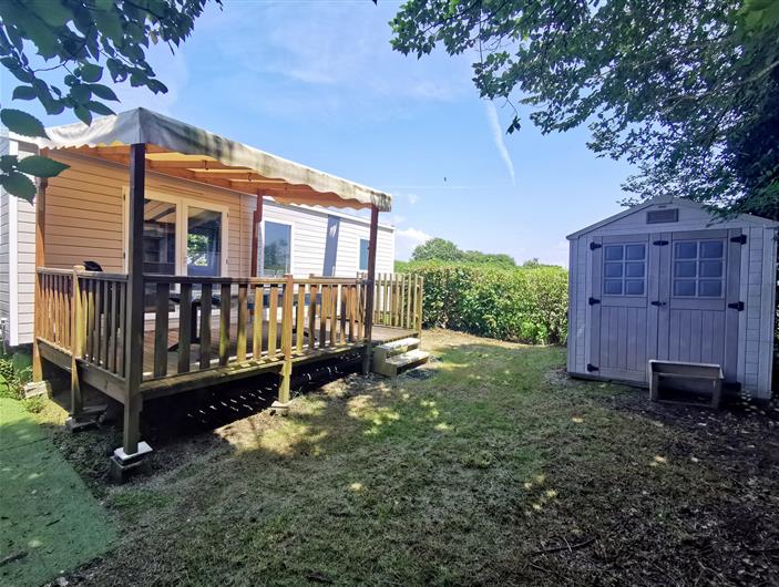 location mobil home 2 ch avec cabanon en bord de mer - camping Parc les Goélands, village Bétahon 56190