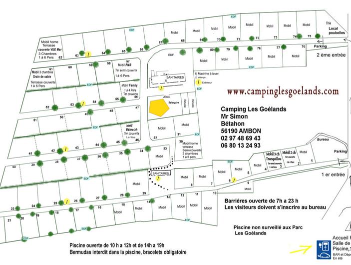Plan du camping Les Goélands à Ambon