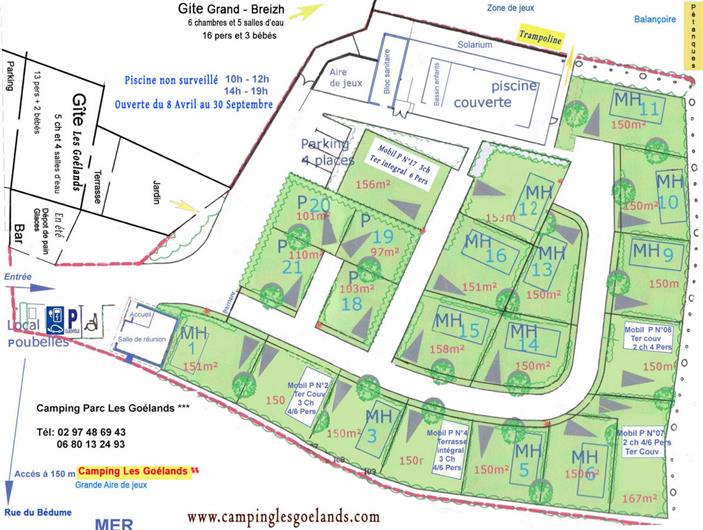 Plan du Camping Parc Les Goélands à AMBON